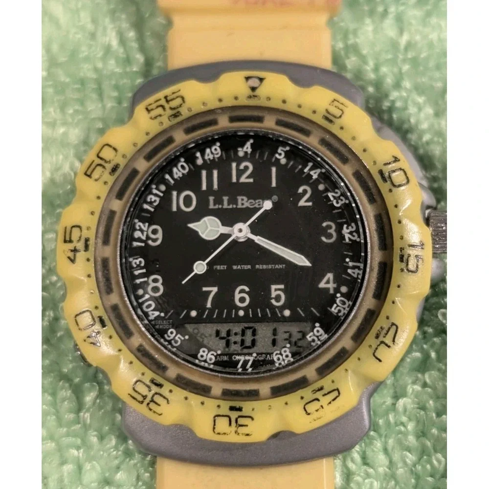 L.L. Bean Unisex High Country 85302-272 Yellow Ana-Digi Resin Sport Watch